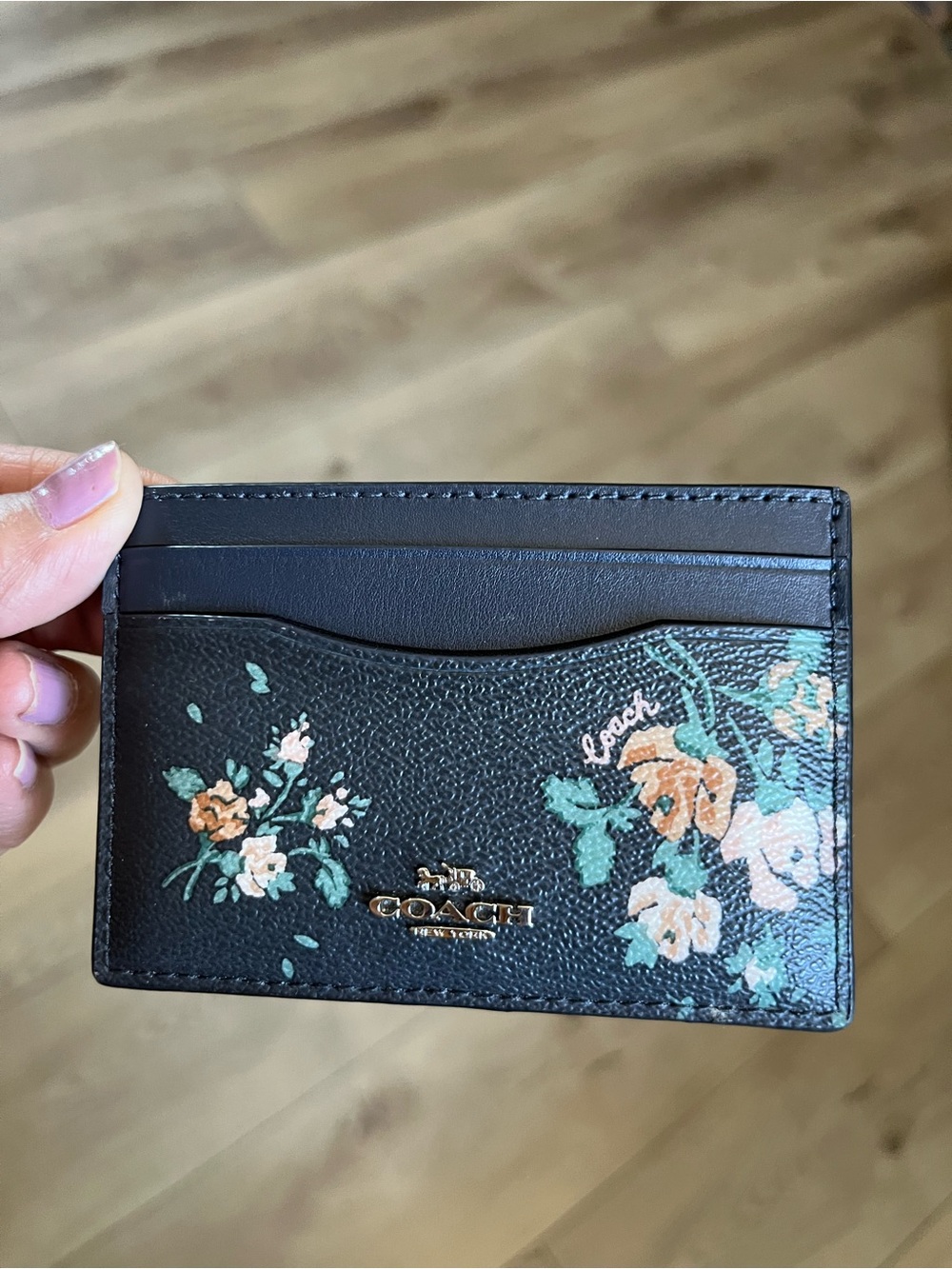 Coach Floral Bouquet Blue Leather Card Case. Limited Edition